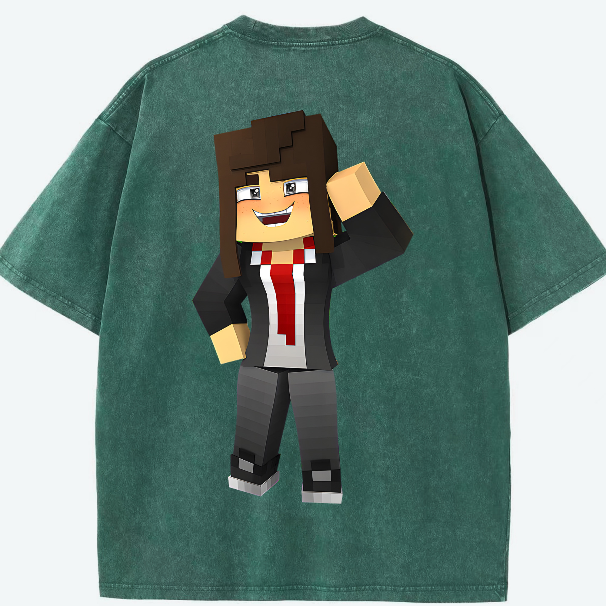 （画像用） マインクラフト ブロックの世界 Minecraft MC Block world 綿100% ヴィンテージ風 半袖Tシャツ（背面プリント）